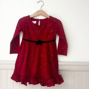Bonnie Baby Girls 24 Months Red Sweater Sequins Dress with Black Bow